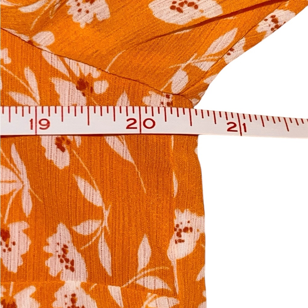 New J.Crew Factory Women's Ruffle Tie-Neck Top  Orange & White Floral - Medium - Picture 8 of 10